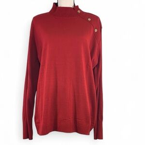New York & Company Red Button-Shoulder Sweater – Size XXL